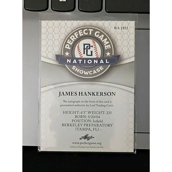 James Hankerson 2022 Leaf Perfect Game National Shoecase Green Auto SSP 4/10 - Picture 4 of 5